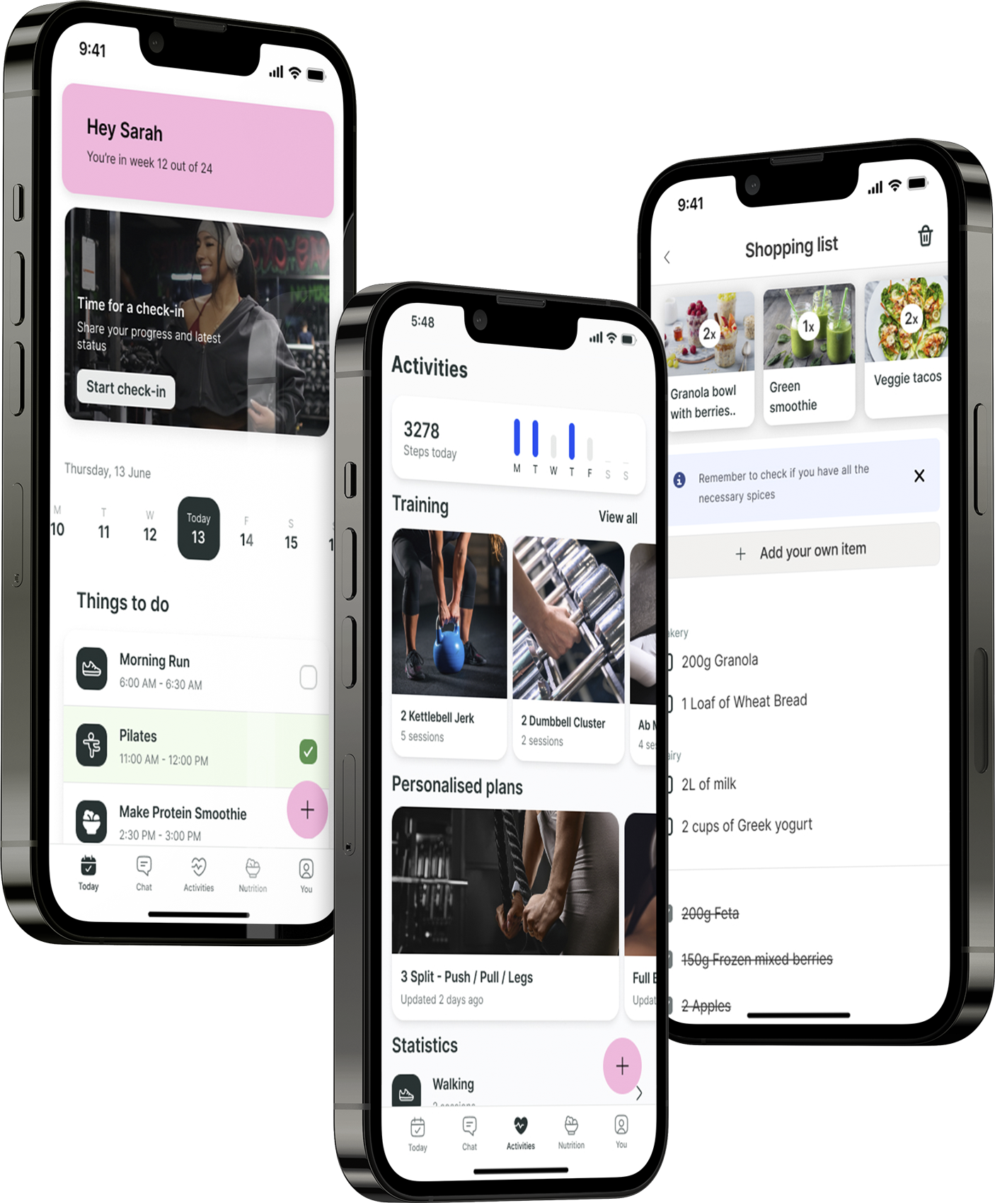 A mockup of the coaching app showcasing the features.